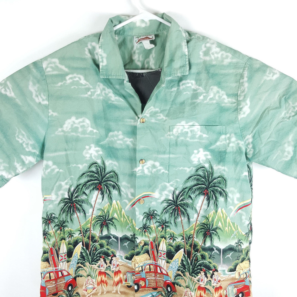 Evergreen Island Mens Short Sleeve Button Up